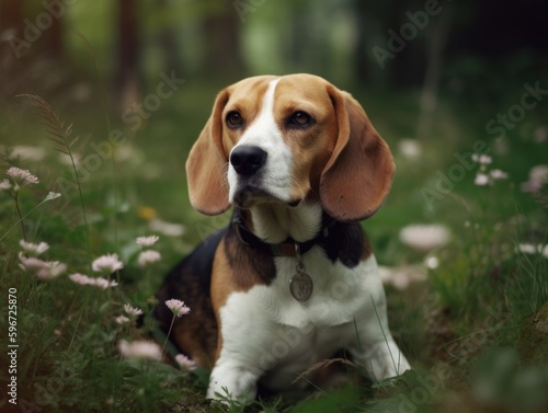 Portrait of nice beagle dog. Generative AI  © Viktor