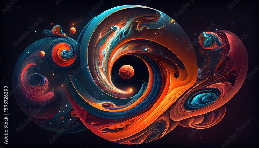Space Abstract Art, Swirling Galaxies, Vibrant Nebulas, Harmonious Dance of Colors, High-Resolution 8K. Generative AI Space Abstract Art, Swirling Galaxies, Vibrant Nebulas, Harmonious Dance of Colors, High-Resolution 8K. Generative AI
