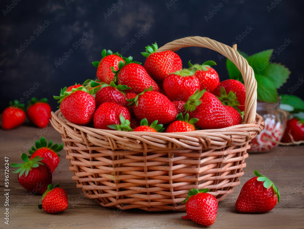 strawberries in a basket on a farm strawberries in a basket on a farm