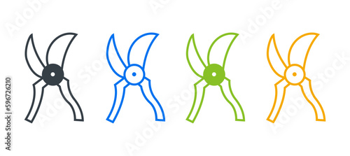 Secateur icon set. pruning shears vector illustration