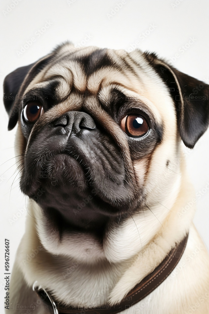 Close up portrait of a pug dog - Generative AI