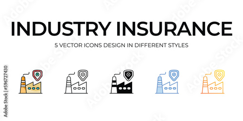 Industry Insurance Icon Design in Five style with Editable Stroke. Line, Solid, Flat Line, Duo Tone Color, and Color Gradient Line. Suitable for Web Page, Mobile App, UI, UX and GUI design. © vector squad