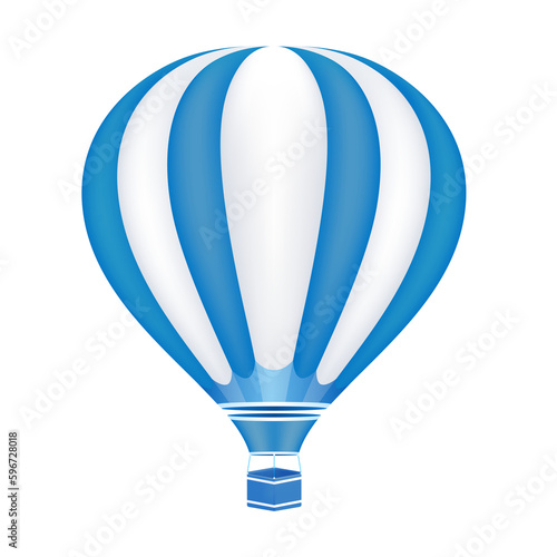 Hot air balloon blue striped. Colorful aircraft. Balloon festival. 3D file PNG illustration for use travel designs. photo