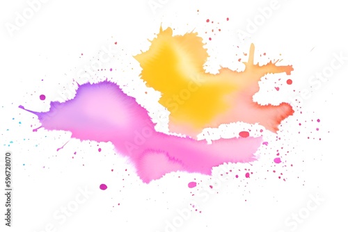 Colored watercolor spots, blots isolated on white background