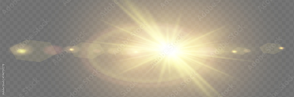 Obraz premium Vector transparent sunlight special lens flash light effect.front sun lens flash. Vector blur in the light of radiance. Element of decor.