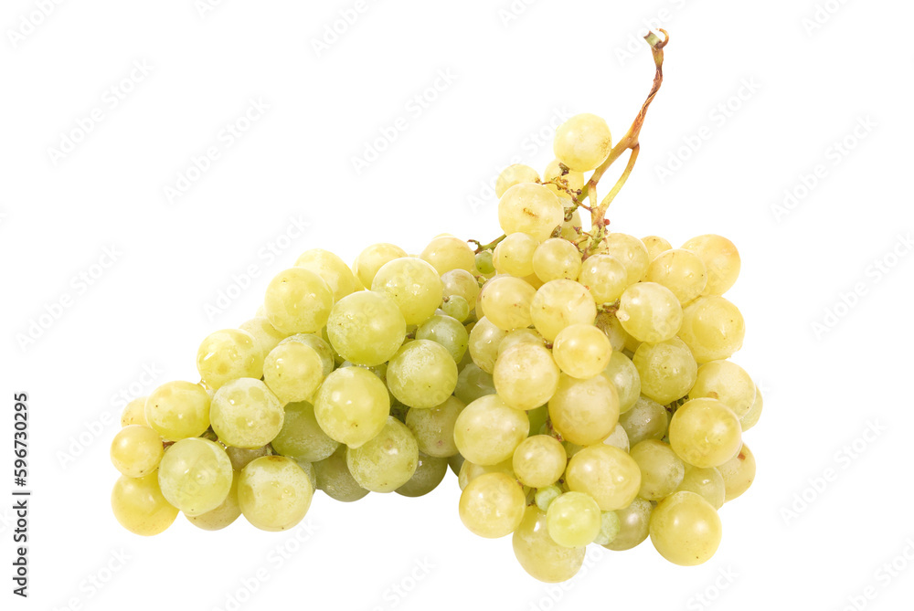 White grapes bunch branch in PNG isolated on transparent background