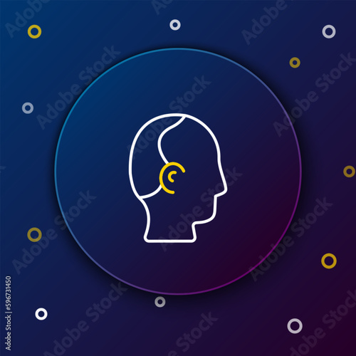 Line Baldness icon isolated on blue background. Alopecia. Colorful outline concept. Vector