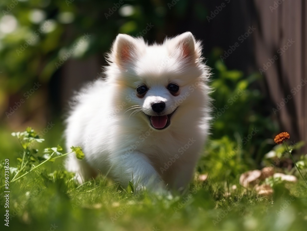Small beautiful funny dog, German Fluffy Spitz. Generative AI Small beautiful funny dog, German Fluffy Spitz. Generative AI