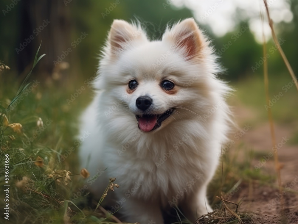 Small beautiful funny dog, German Fluffy Spitz. Generative AI Small beautiful funny dog, German Fluffy Spitz. Generative AI