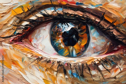 Creative eye painting oil colors art knife style