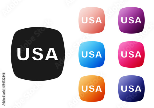 Black USA Independence day icon isolated on white background. 4th of July. United States of America country. Set icons colorful. Vector