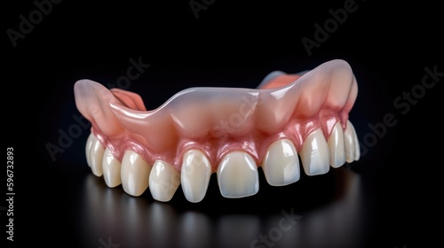 Denture on a black background. The concept of medicine. AI generated