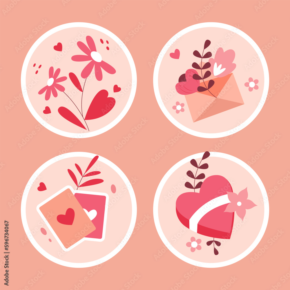 Vector romantic stickers