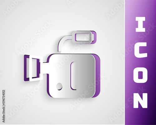 Free Download Paper cut Cinema camera icon isolated on grey background. Video camera. Movie sign. Film projector. Paper art style. Vector - GFXLoad