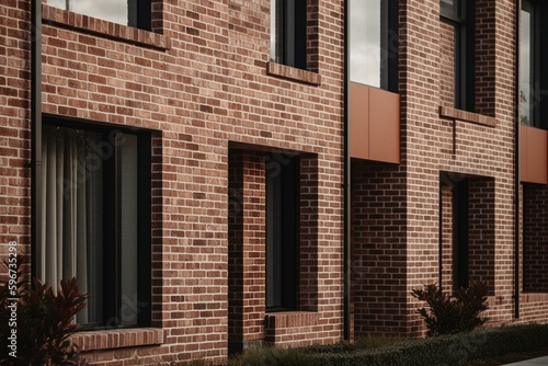 Suburban townhouses with brick veneer in Melbourne, Victoria. Generative AI photo