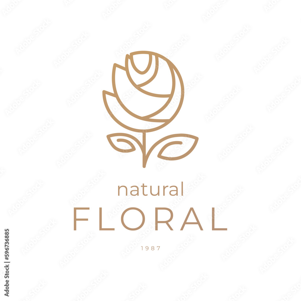 Beauty flower logo spa salon cosmetics brand. Flower and leaves logotype - vector.