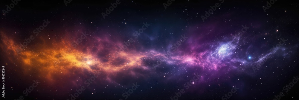 Purple Yellow Purple Space , Panoramic Background. Generative AI