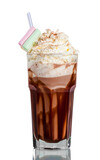 Chocolate drink with cream and marsmallow candy