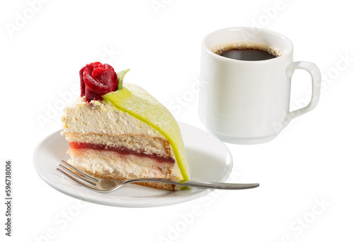 Delicious piece of cake with coffee