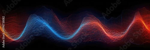 Red Orange Blue A Digital Representation Of Sound Waves In An Array Of Colors Background. Generative AI