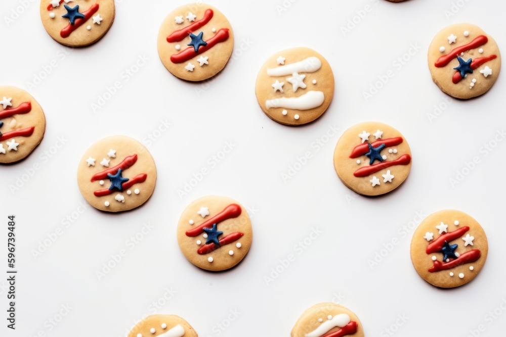 sugar cookies decorated for 4th of July Independence day celebration in America. Icing and sprinkles in red, white, and blue. sugar cookies decorated for 4th of July Independence day celebration in America. Icing and sprinkles in red, white, and blue.