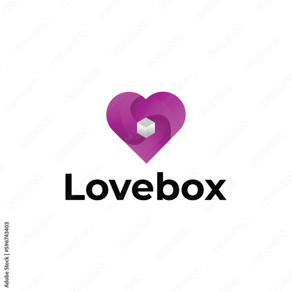 Love box modern 3d logo design