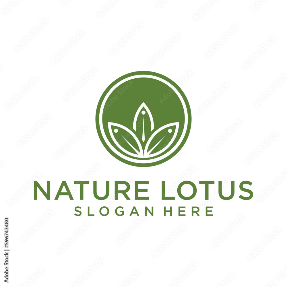 lotus flower vector template, with line shades and company logo