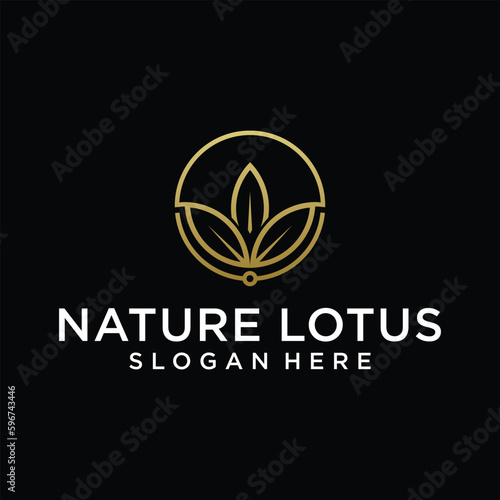 lotus flower vector template, with line shades and company logo