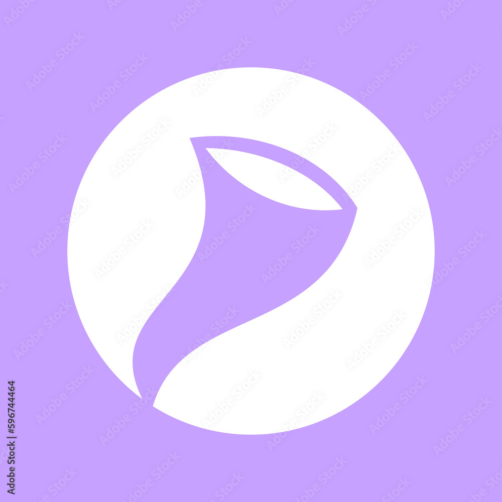 Tornado Icon - Air Symbol of the elements, simple and clean vector graphics, digital illustration in  purple and white