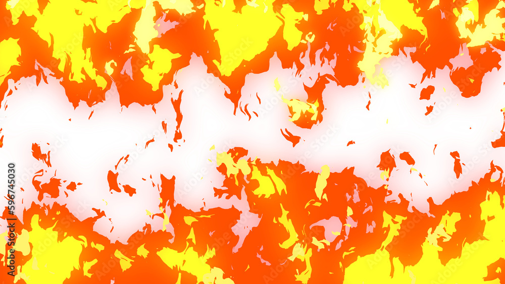 Fototapeta premium アニメ風の上下が燃え盛る炎の背景イラスト