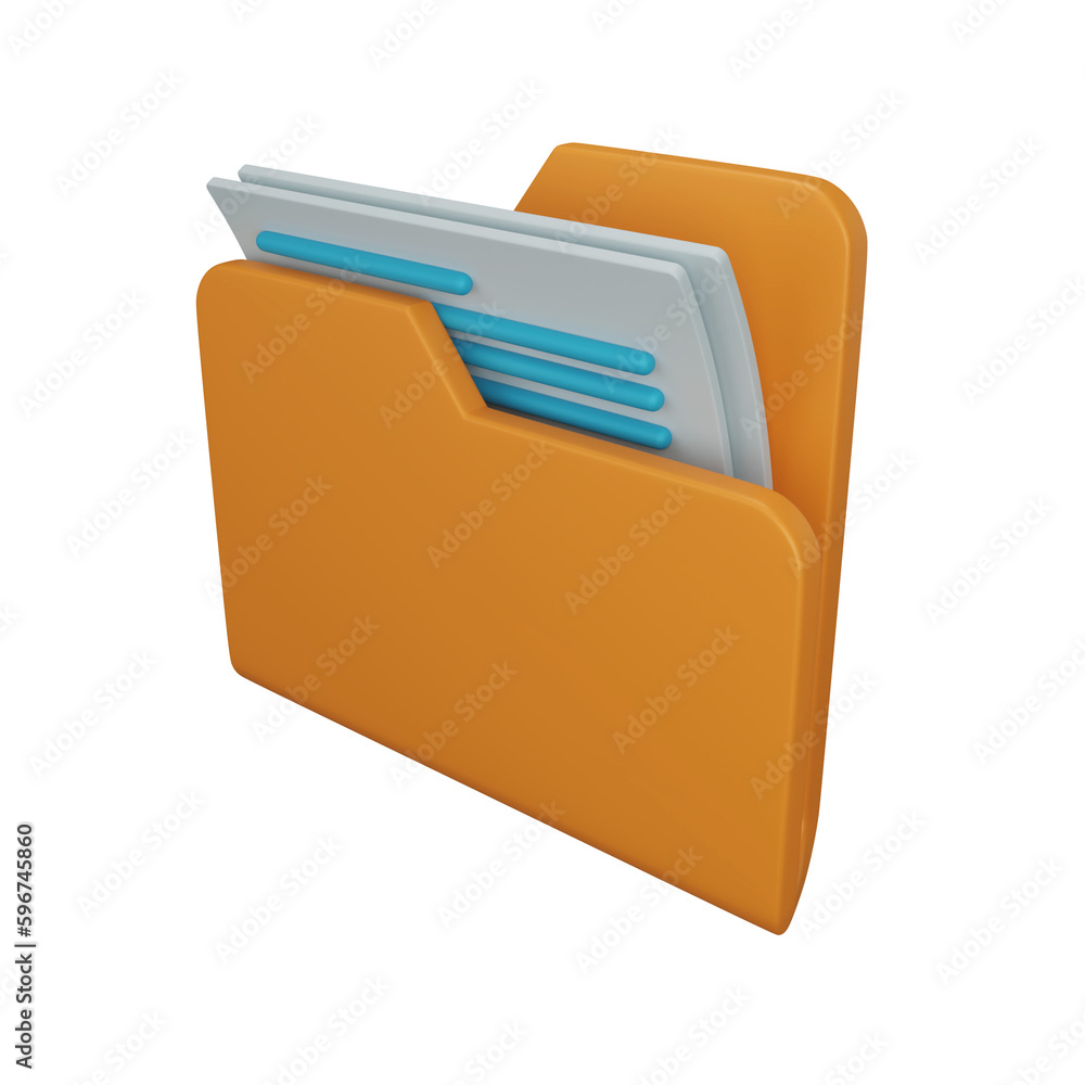 Document folder 3D rendering icon isolated, perfect for business presentation Document folder 3D rendering icon isolated, perfect for business presentation