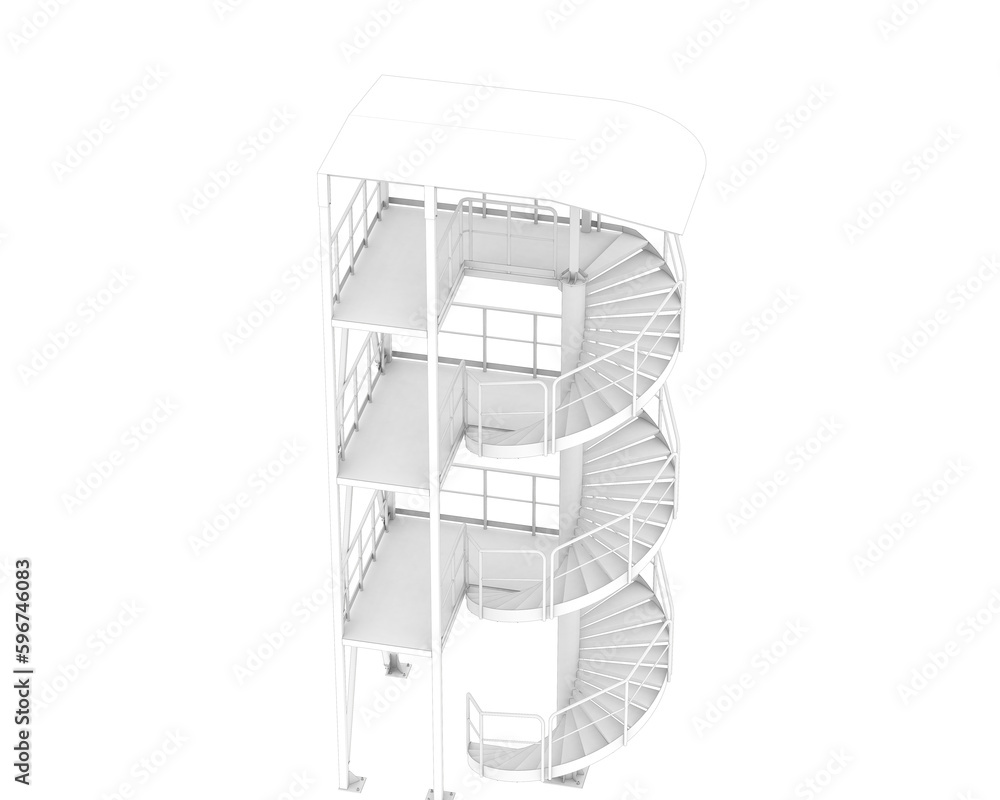 Spiral staircase isolated on transparent background. 3d rendering - illustration