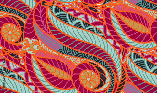 Seamless pattern with multicolor Paisley print