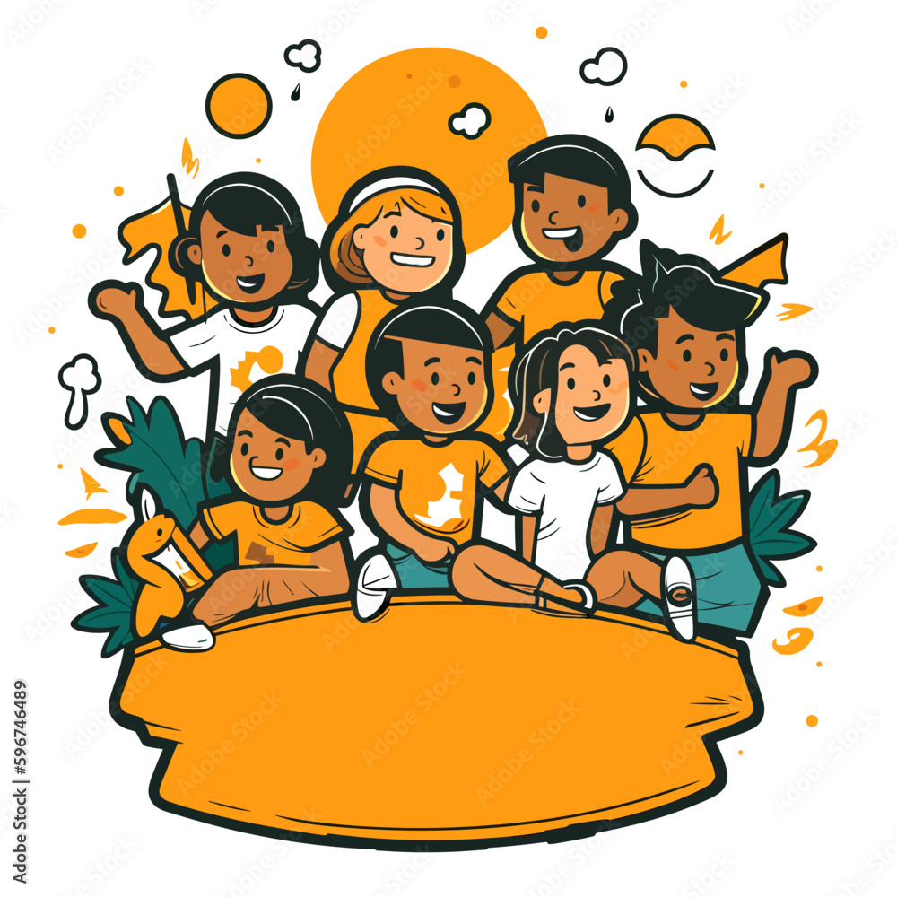 Camping in a tent in the countryside. A family holiday in a tent. Cartoon vector illustration. label, sticker, t-shirt printing Camping in a tent in the countryside. A family holiday in a tent. Cartoon vector illustration. label, sticker, t-shirt printing