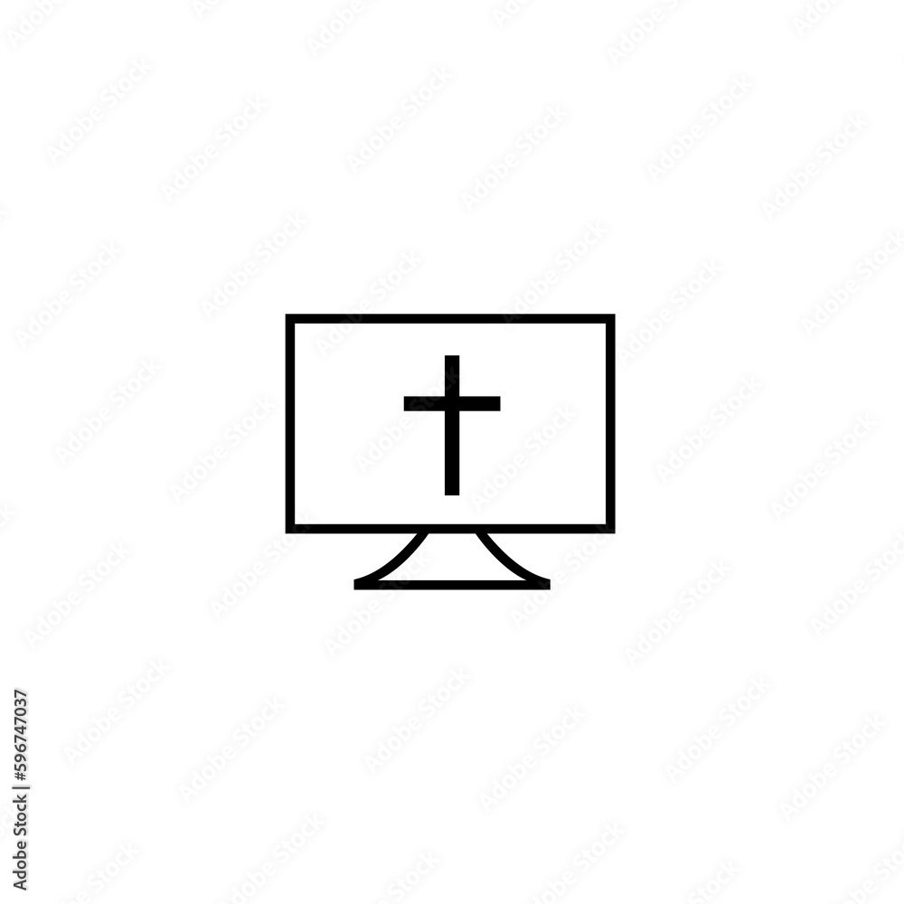 Online church video streaming icon isolated on white background Online church video streaming icon isolated on white background