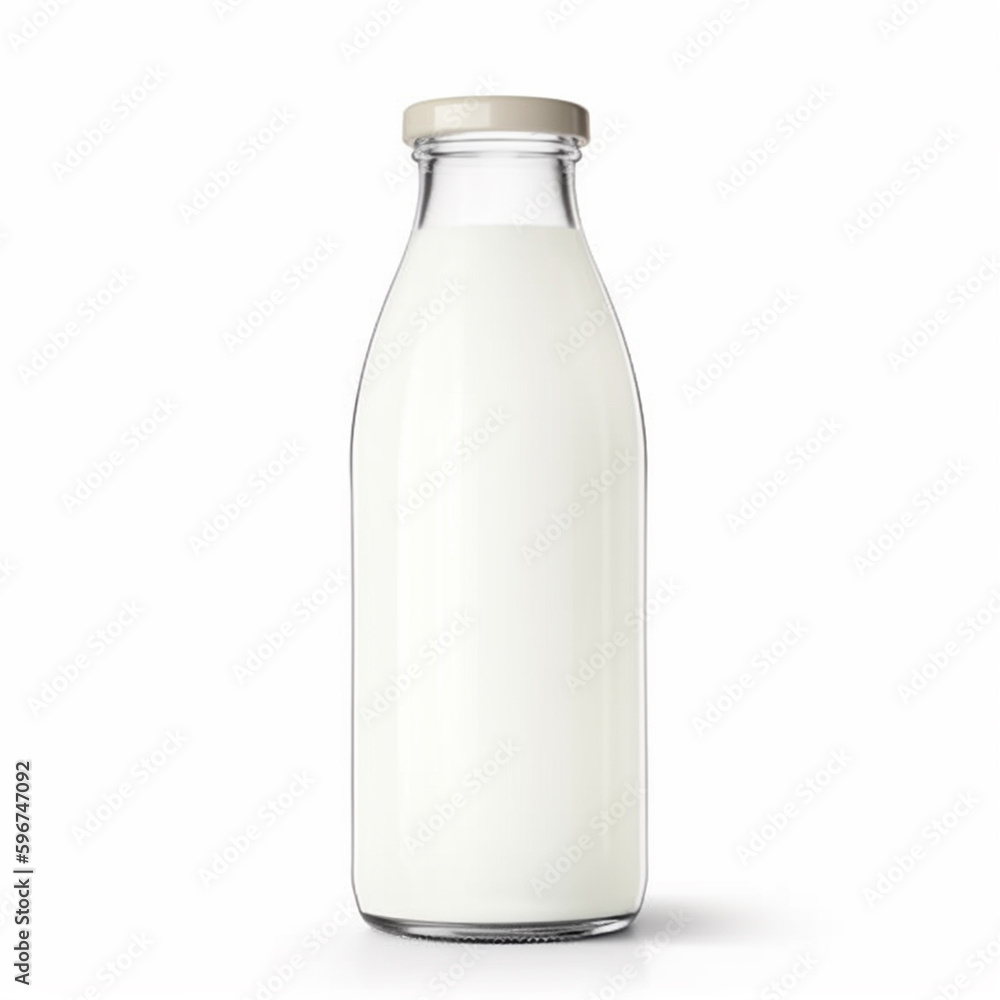 Milk bottle isolated on white background, Generative AI Milk bottle isolated on white background, Generative AI