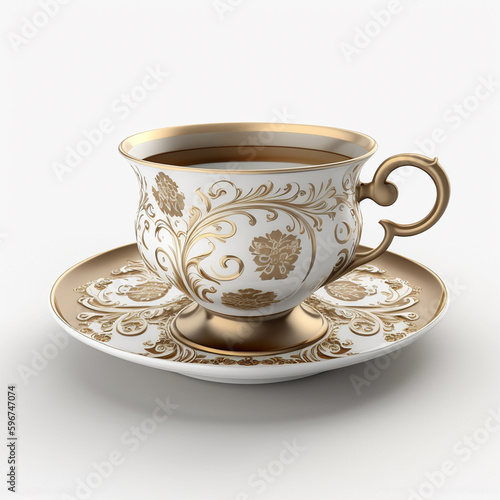 Cup of tea or coffee on a white isolated background, Generative AI