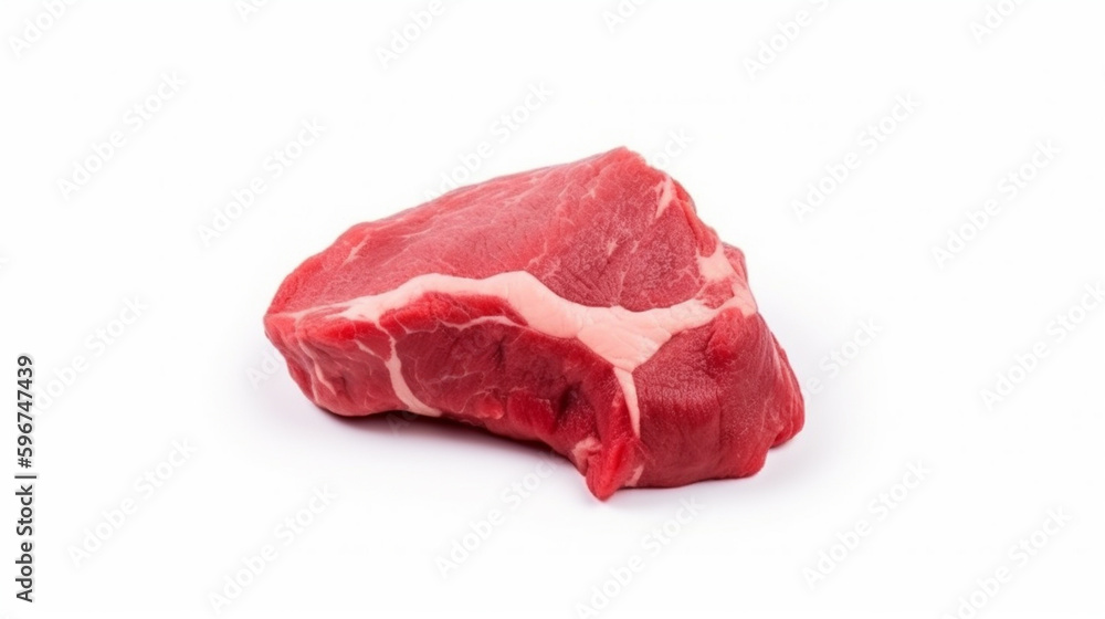 Raw beef meat isolated on white background, Generative AI