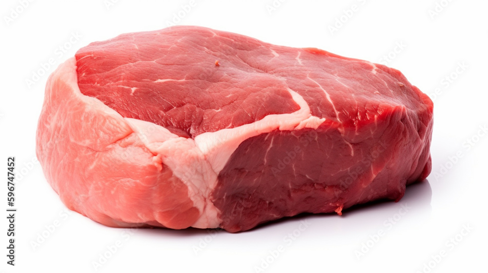Raw beef meat isolated on white background, Generative AI Raw beef meat isolated on white background, Generative AI