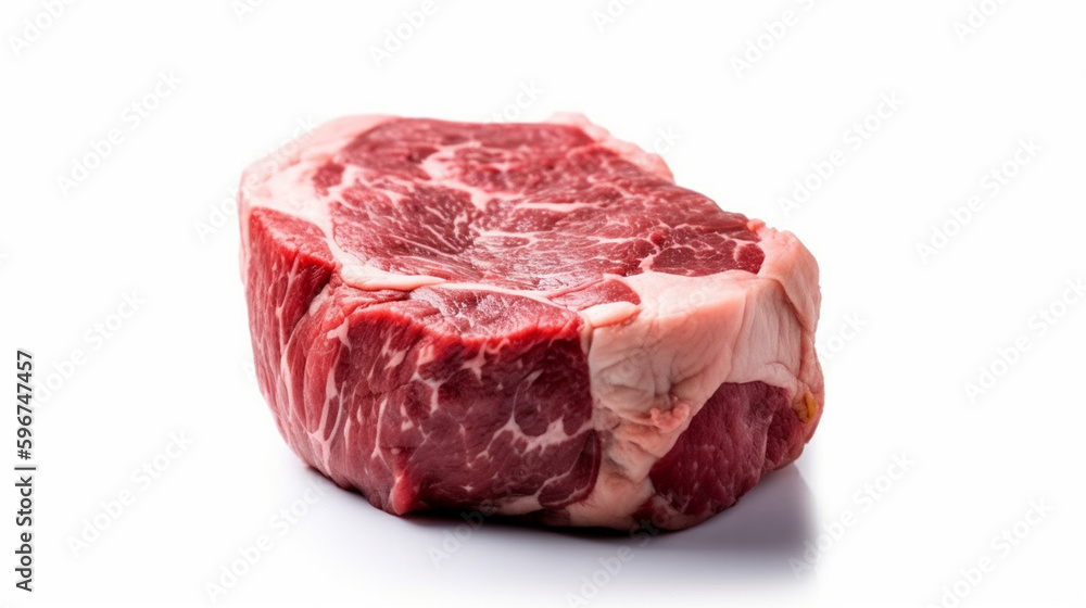 Raw beef meat isolated on white background, Generative AI Raw beef meat isolated on white background, Generative AI