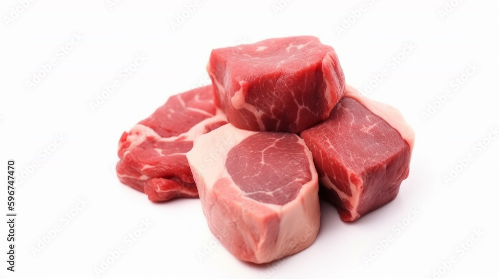 Raw beef meat isolated on white background, Generative AI Raw beef meat isolated on white background, Generative AI