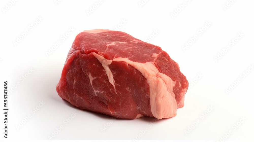 Raw beef meat isolated on white background, Generative AI Raw beef meat isolated on white background, Generative AI