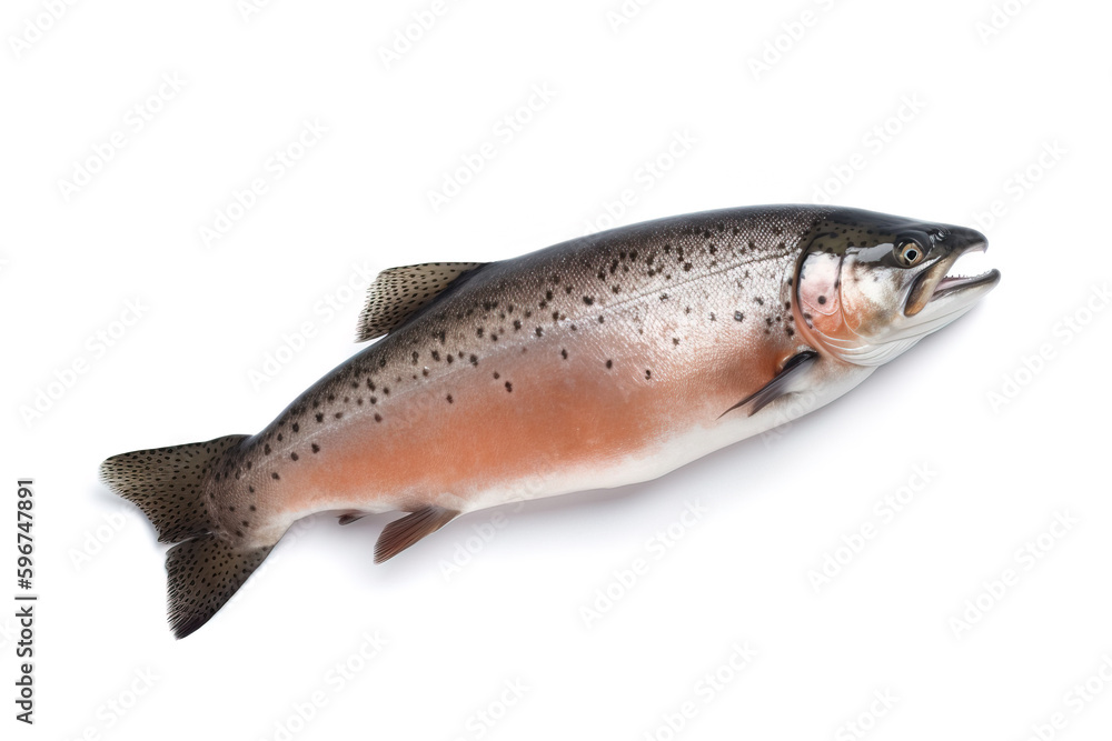 image of salmon fish on white background. Underwater Animals. Foods. illustration, generative AI. image of salmon fish on white background. Underwater Animals. Foods. illustration, generative AI.