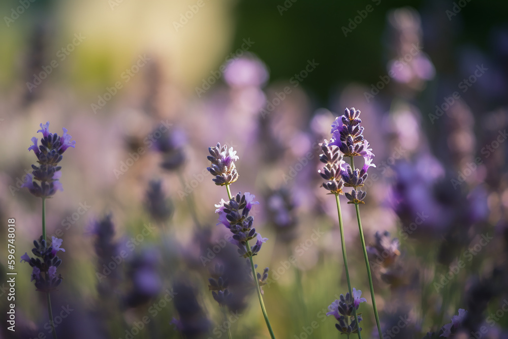 Obraz premium Lavender blooming in the fields. Generative AI