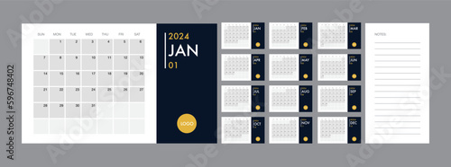 Calendar 2024 template planner vector diary in a minimalist style © shopplaywood