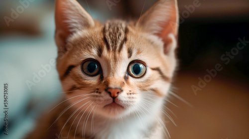 Cute cat looking at a camera. Generative AI