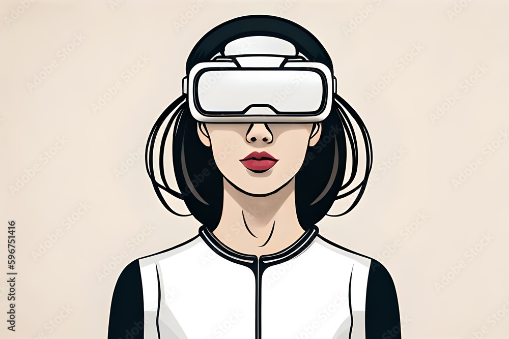 Woman with virtual reality headset. Woman with virtual reality headset.