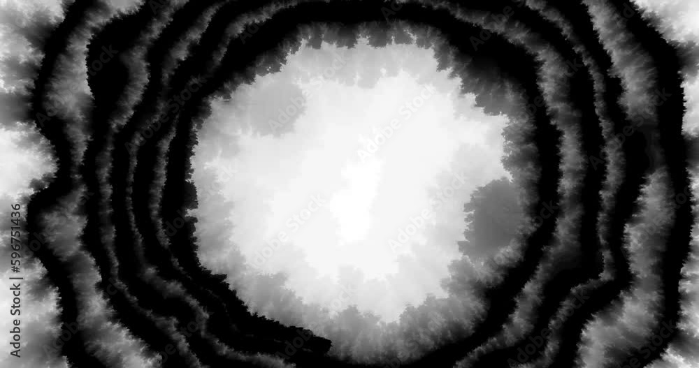 Black wobbly spiral ink trail growing. Luma mask element. Animated ink.