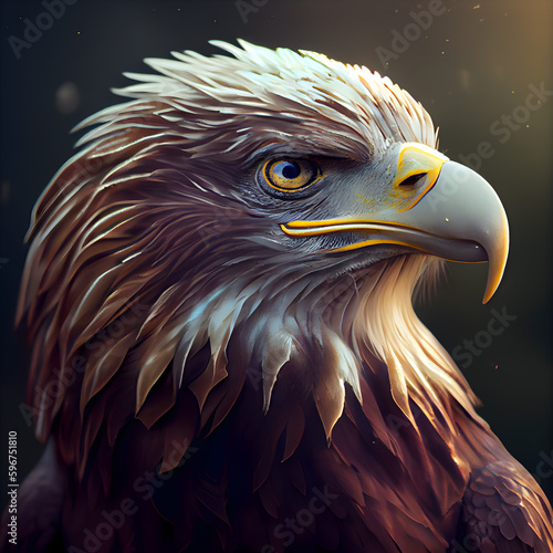 beautiful eagle portrait on a dark background. 3d rendering.
