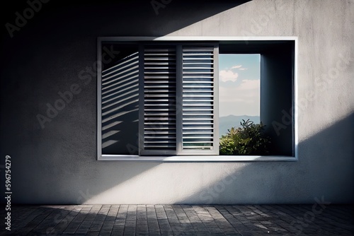 window with louver opening for natural light and air, created with generative ai photo